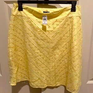 Ann Taylor yellow eyelet A-Line Skirt.  New with Tags